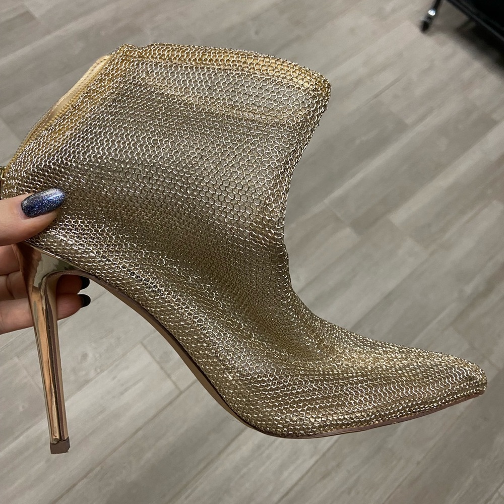 Gold mesh booties size 8
